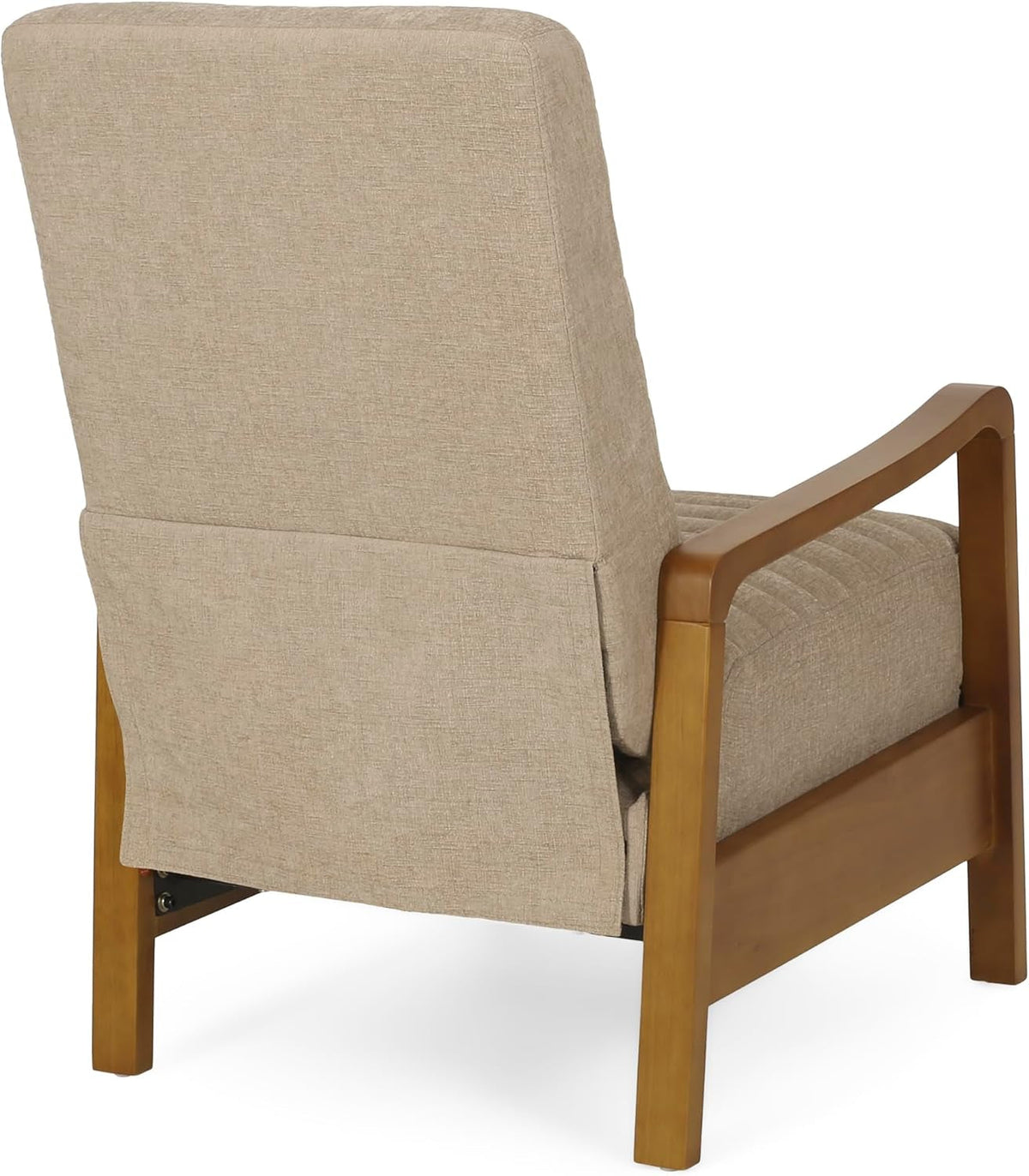 Mid Century Push Back Recliner Chair Sand Upholstered