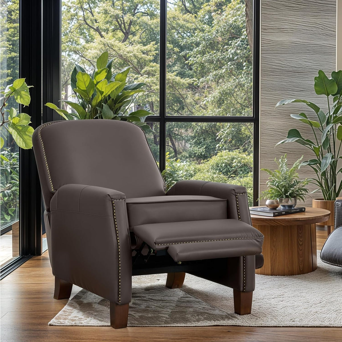 Mid Century Recliner Chair In Saddle Brown Adjustable