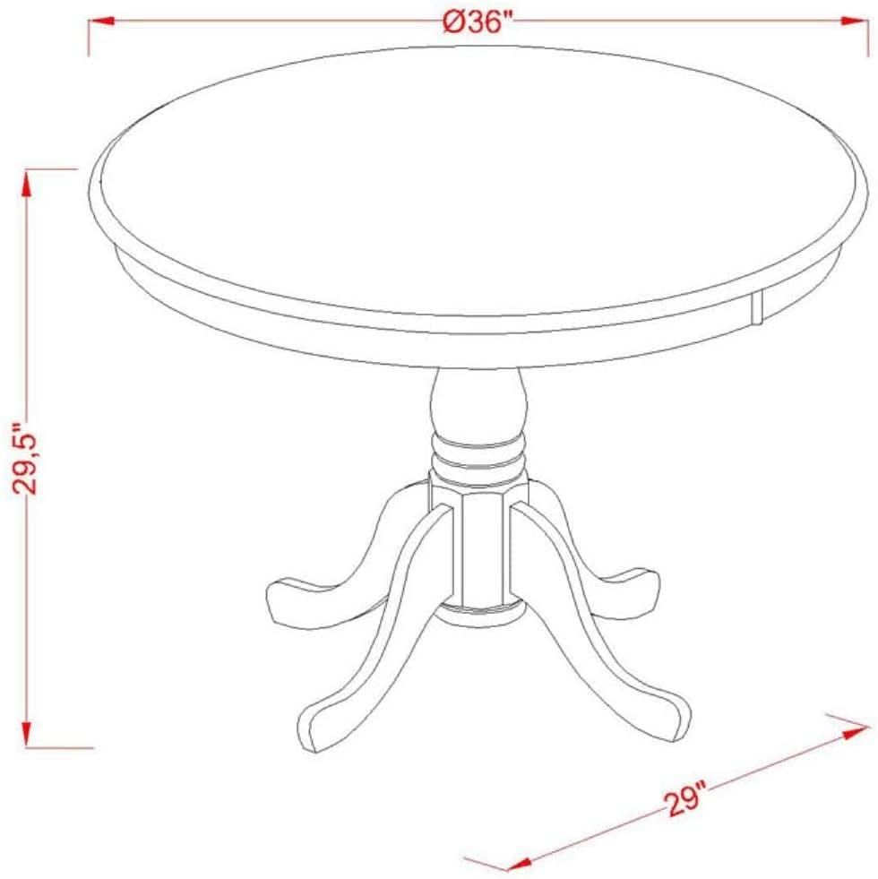 Mid Century Round Solid Wood Dining Table With Linen White Finish