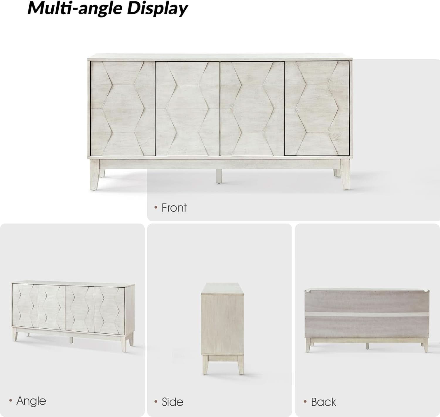 Mid Century Sideboard Buffet Cabinet 60 Inch White