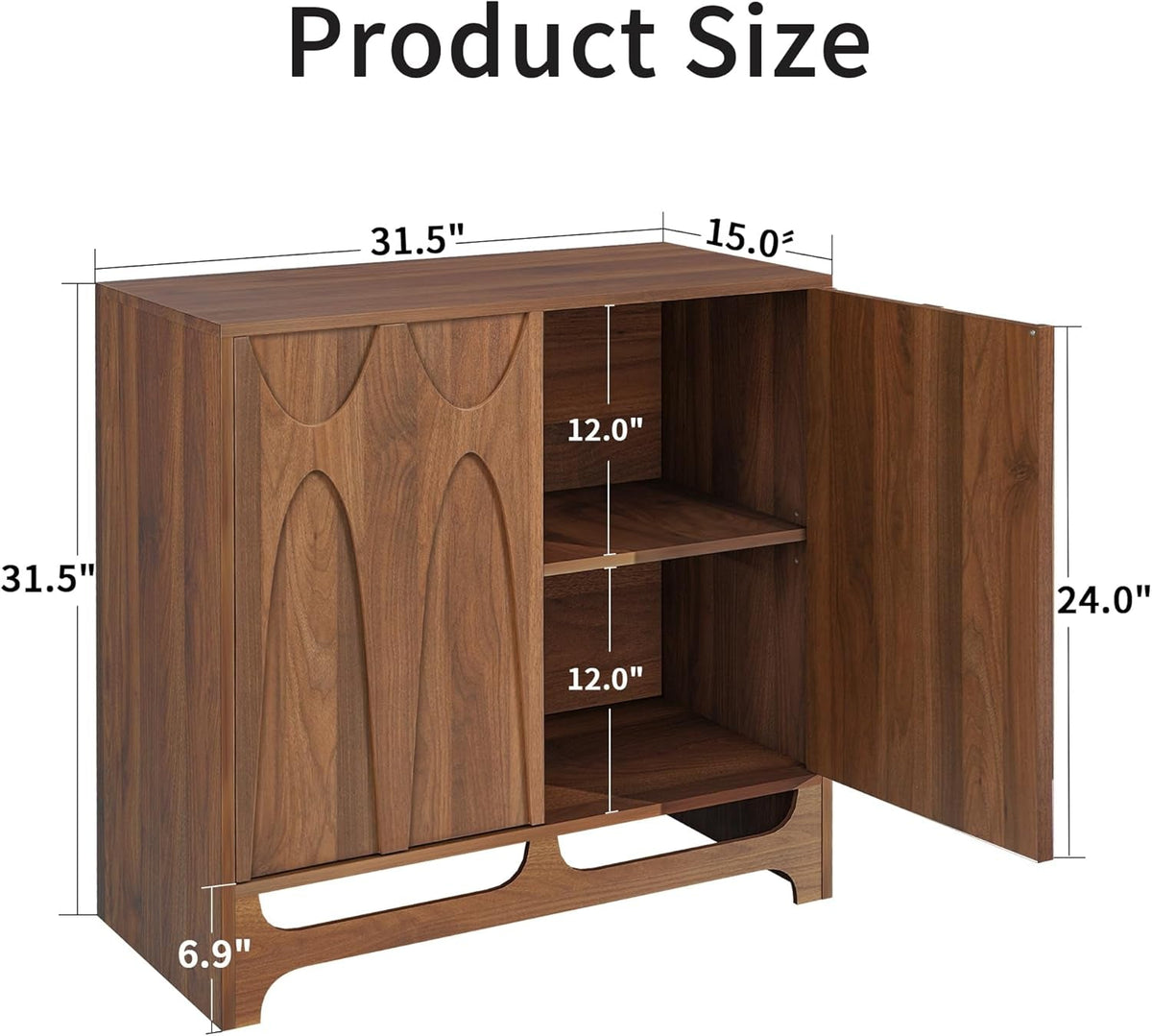 Mid Century Sideboard Buffet Cabinet with Push-to-Open Doors, 94 Inches