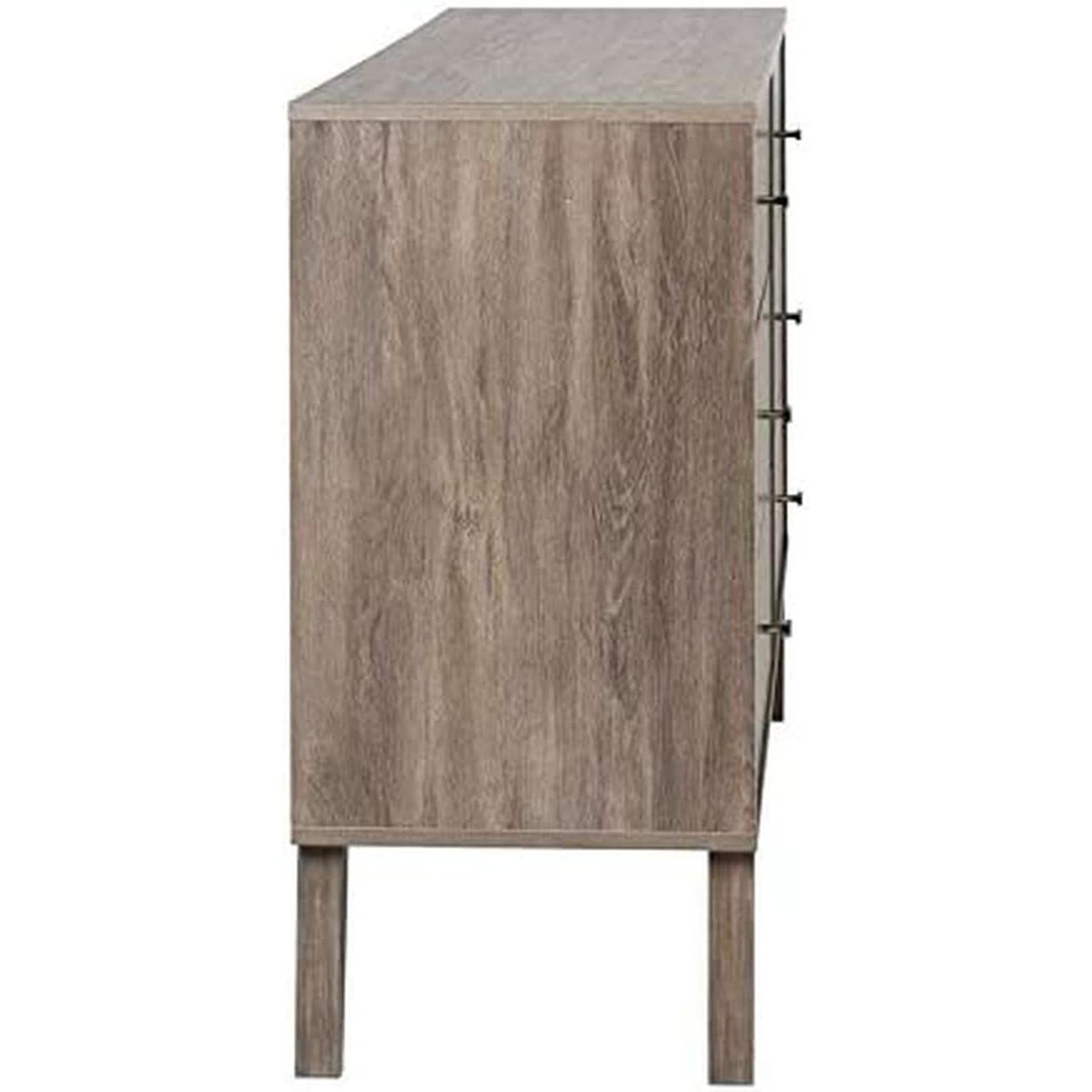 Mid Century Six Drawer Dresser Drifted Gray Wood Finish