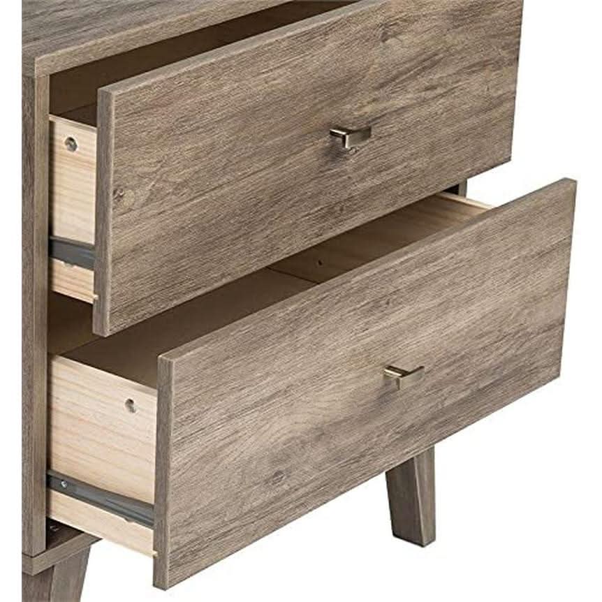 Mid Century Six Drawer Dresser Drifted Gray Wood Finish