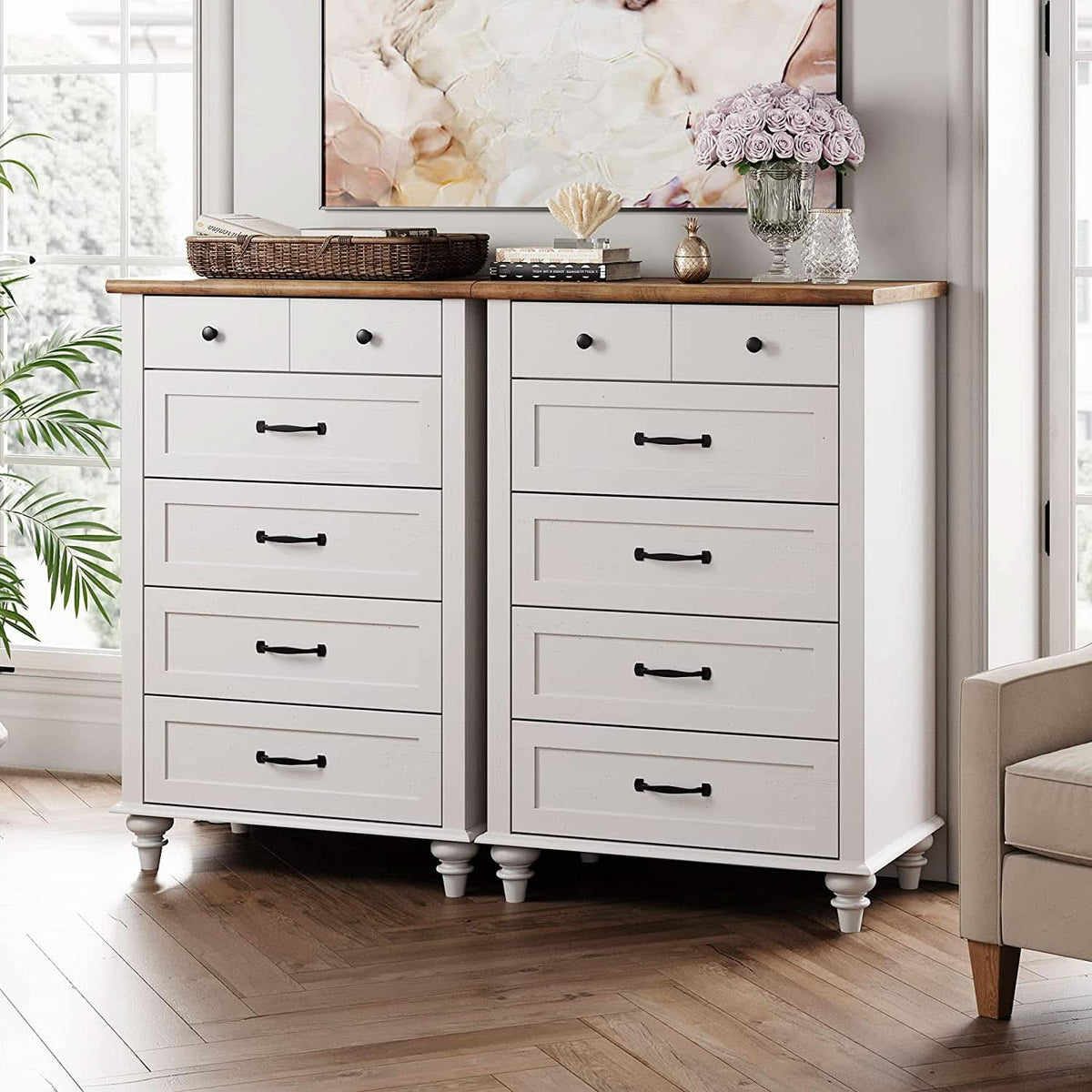 Mid Century Style 10 Drawer Dresser And TV Stand Two In One
