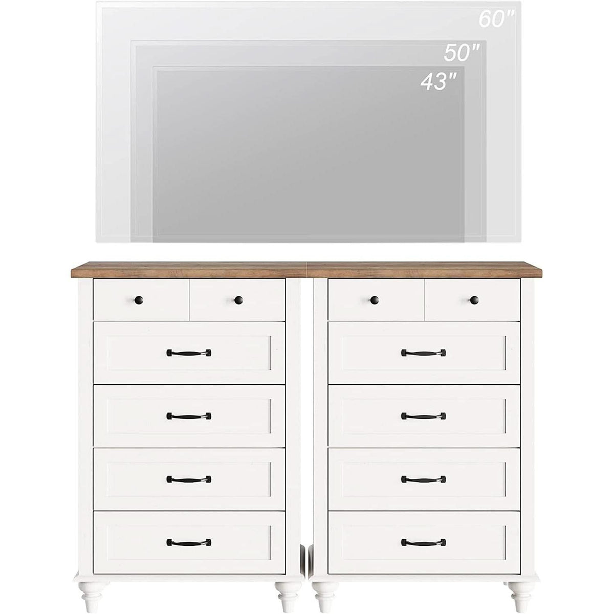 Mid Century Style 10 Drawer Dresser And TV Stand Two In One