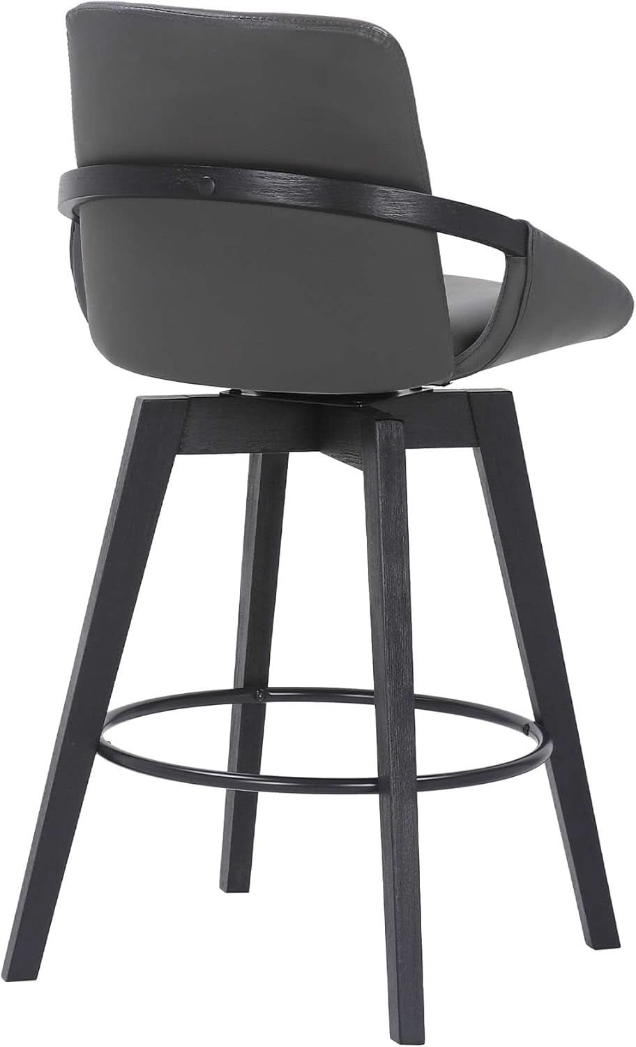 Mid Century Swivel Bar Stool Gray Faux Leather 26 Inch Seat