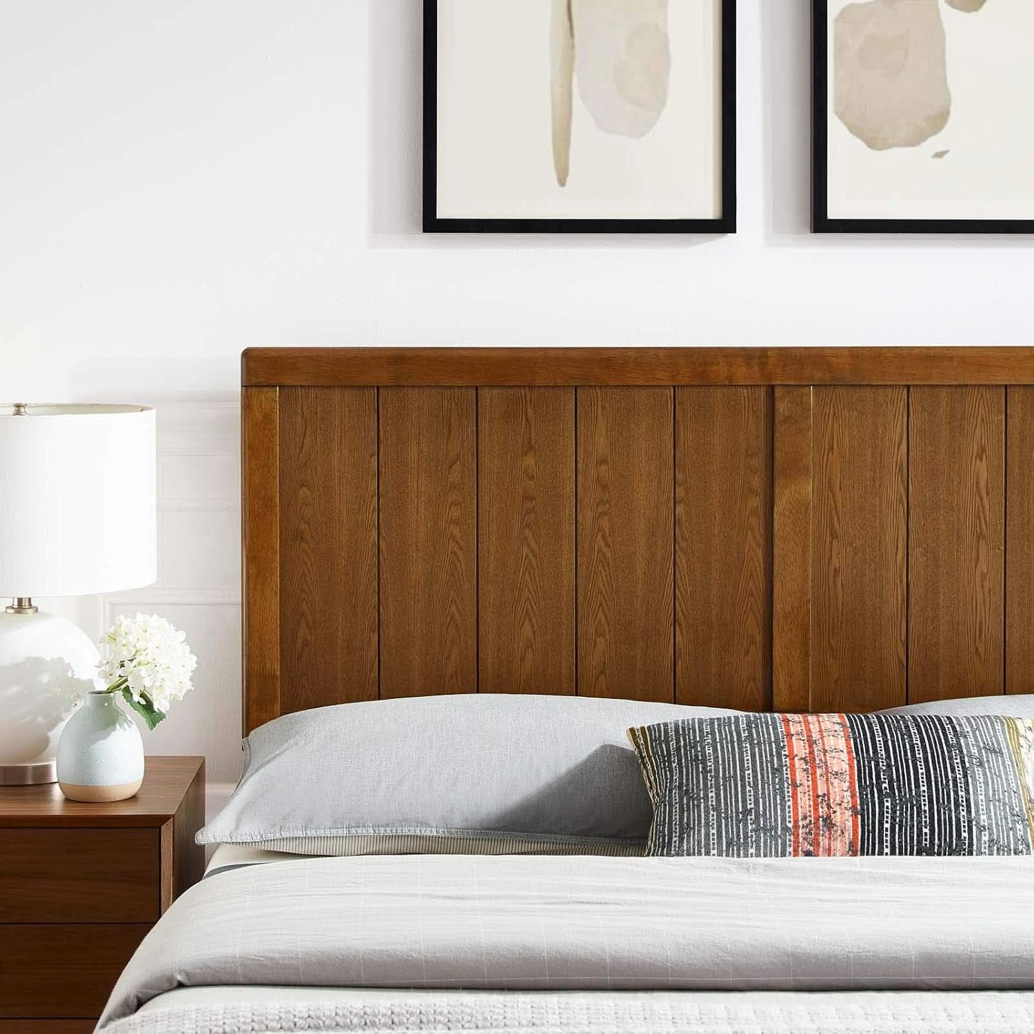 Mid-Century Walnut King Headboard With Contemporary Design
