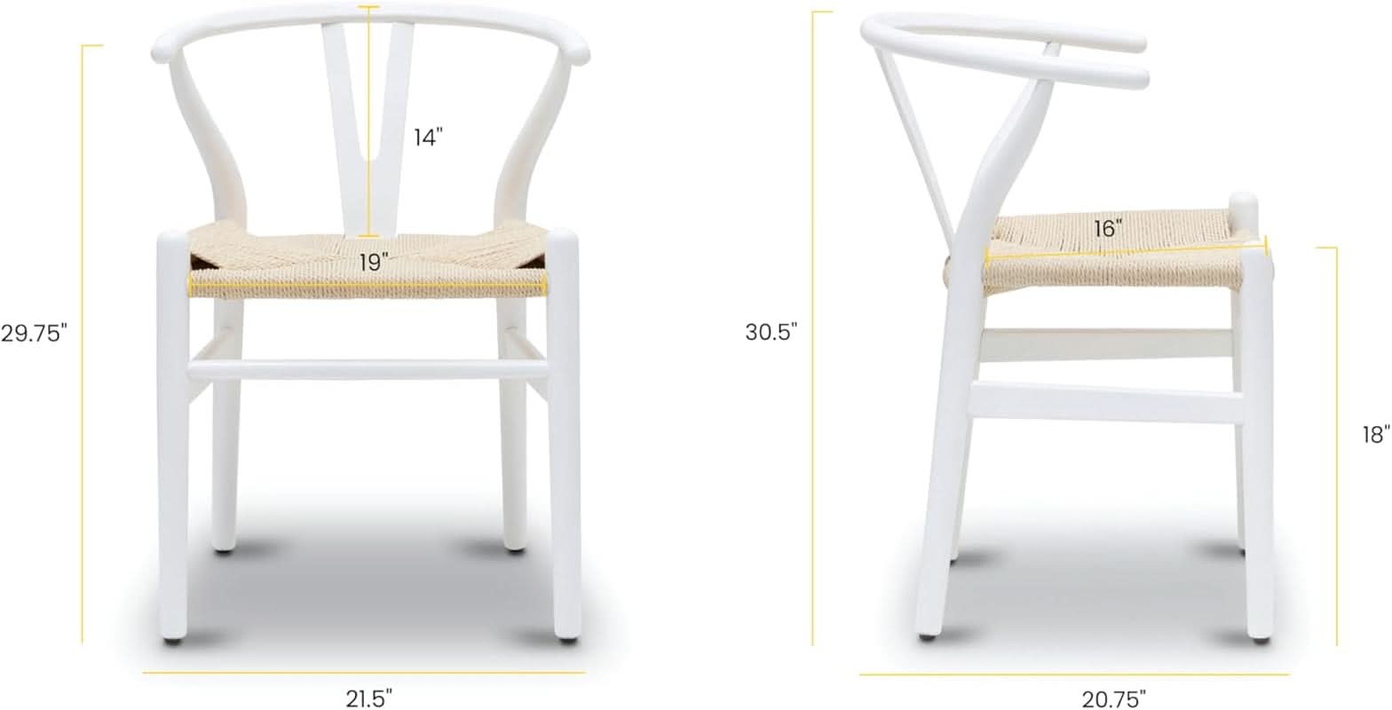 Mid Century White Weave Dining Chair For Dining Room