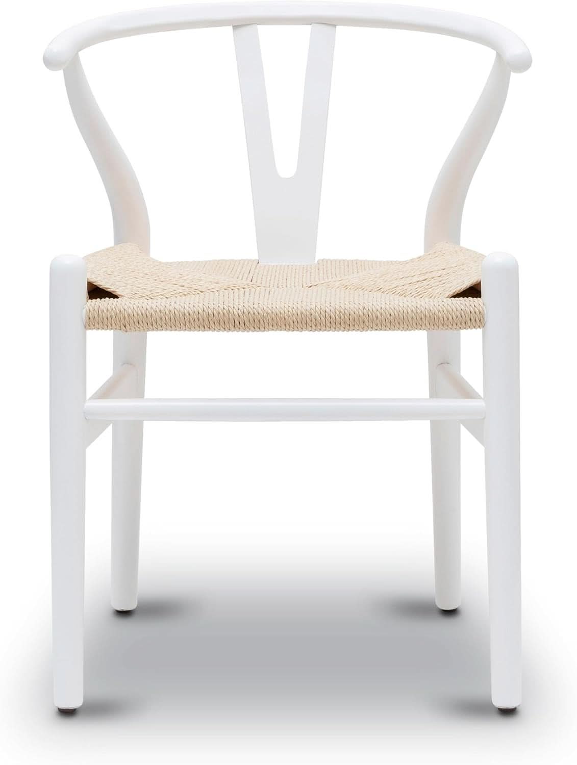 Mid Century White Weave Dining Chair For Dining Room