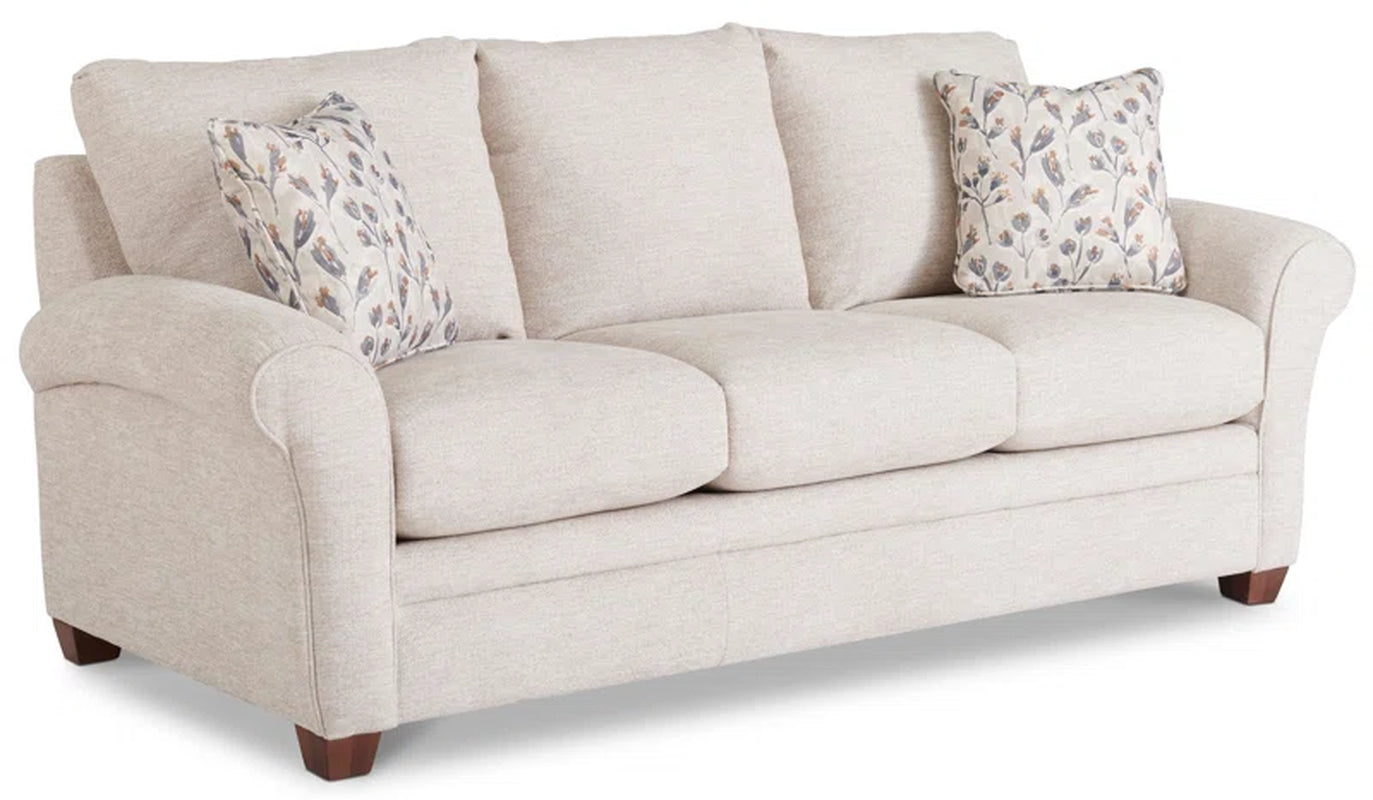 Mid Sized Transitional Sofa With Flared Arms Durable Frame