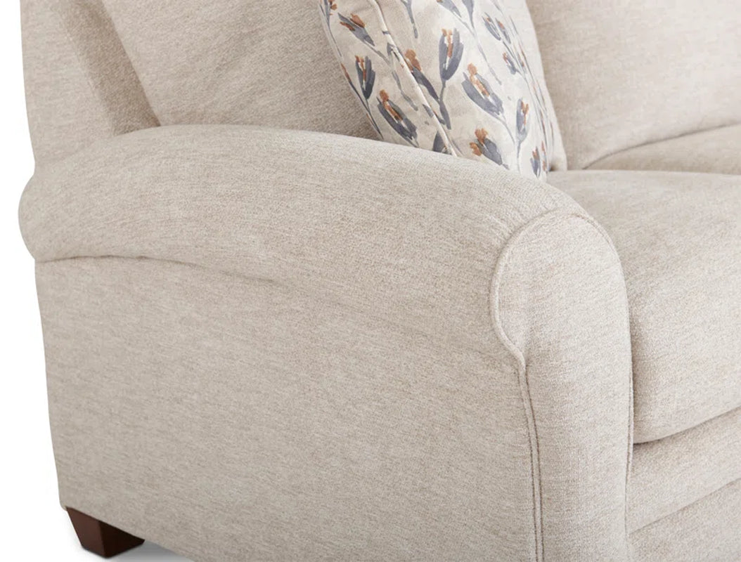 Mid Sized Transitional Sofa With Flared Arms Durable Frame