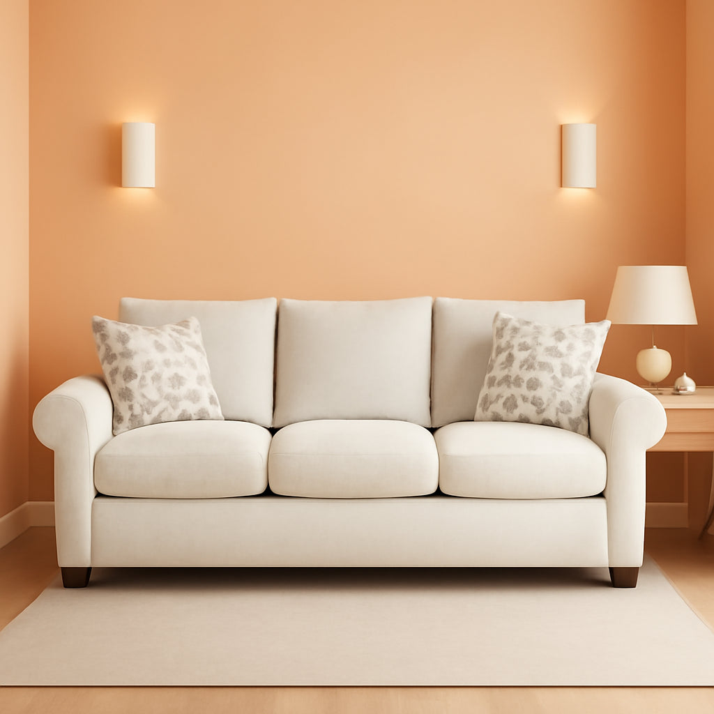 Mid Sized Transitional Sofa With Flared Arms Durable Frame