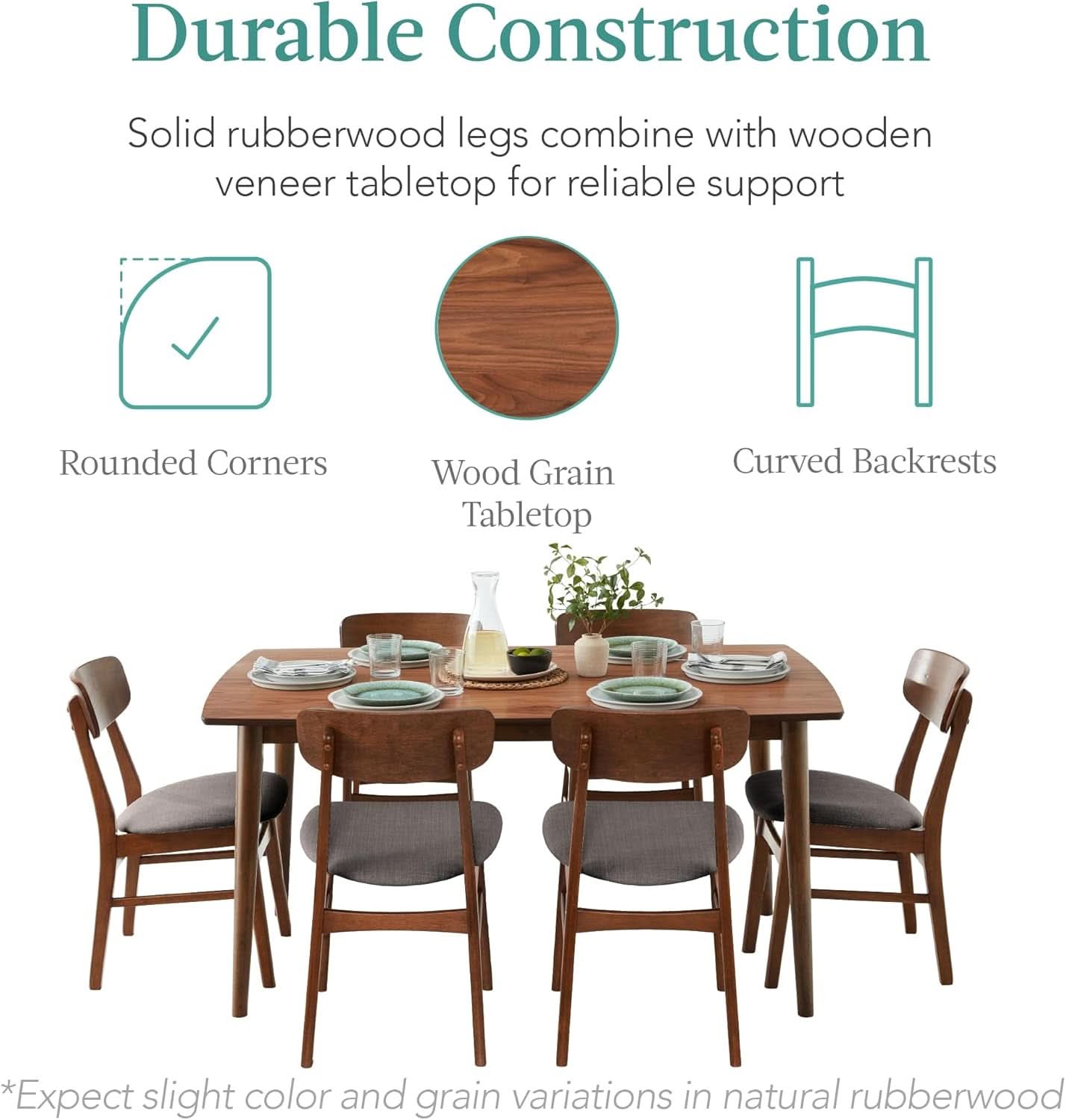 Midcentury Walnut Gray Durably Crafted Dining Sets