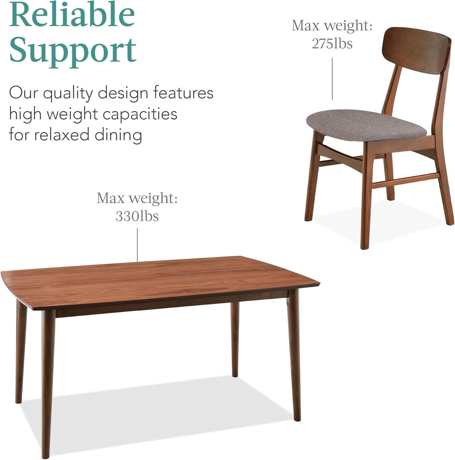 Midcentury Walnut Gray Durably Crafted Dining Sets