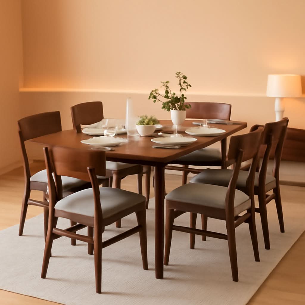 Midcentury Walnut Gray Durably Crafted Dining Sets