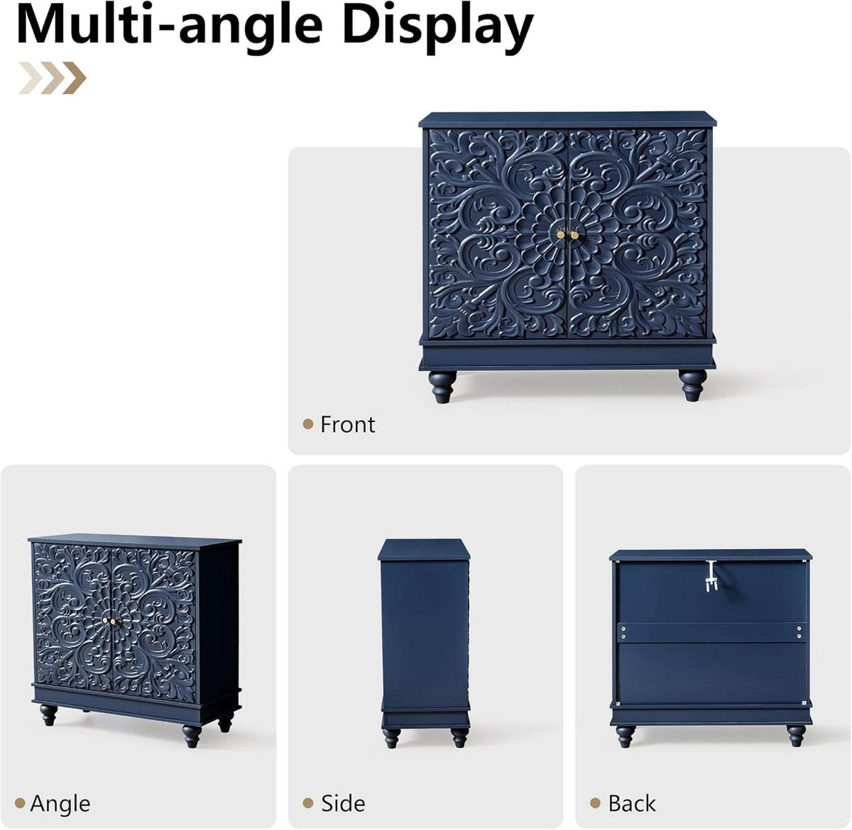 Midnight Blue Luxury Accent Sideboard With 2 Doors