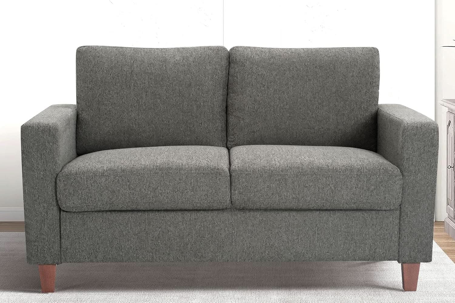 Miles 2 Piece Couch And Loveseat Set With Reversible Pillows Grey