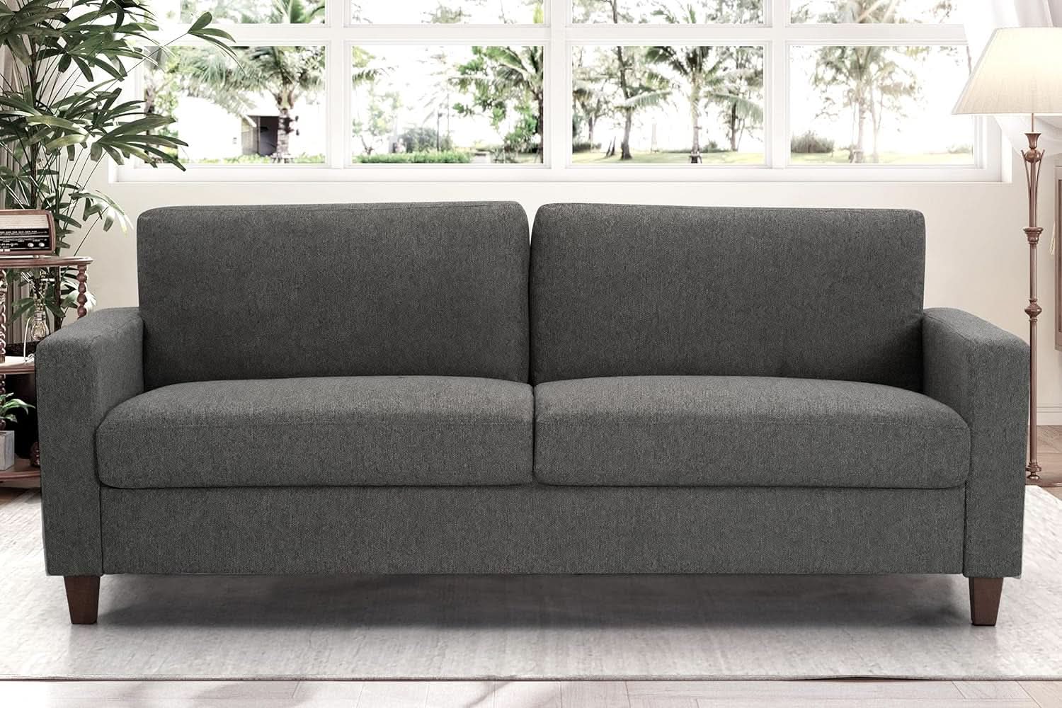 Miles 2 Piece Couch And Loveseat Set With Reversible Pillows Grey