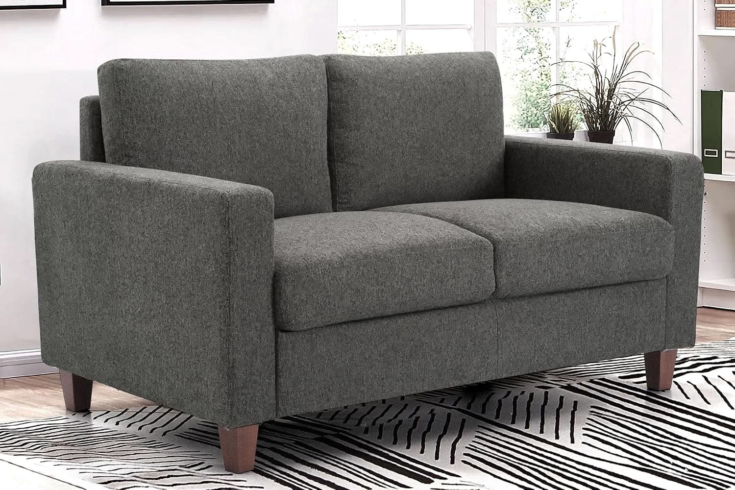 Miles 2 Piece Couch And Loveseat Set With Reversible Pillows Grey