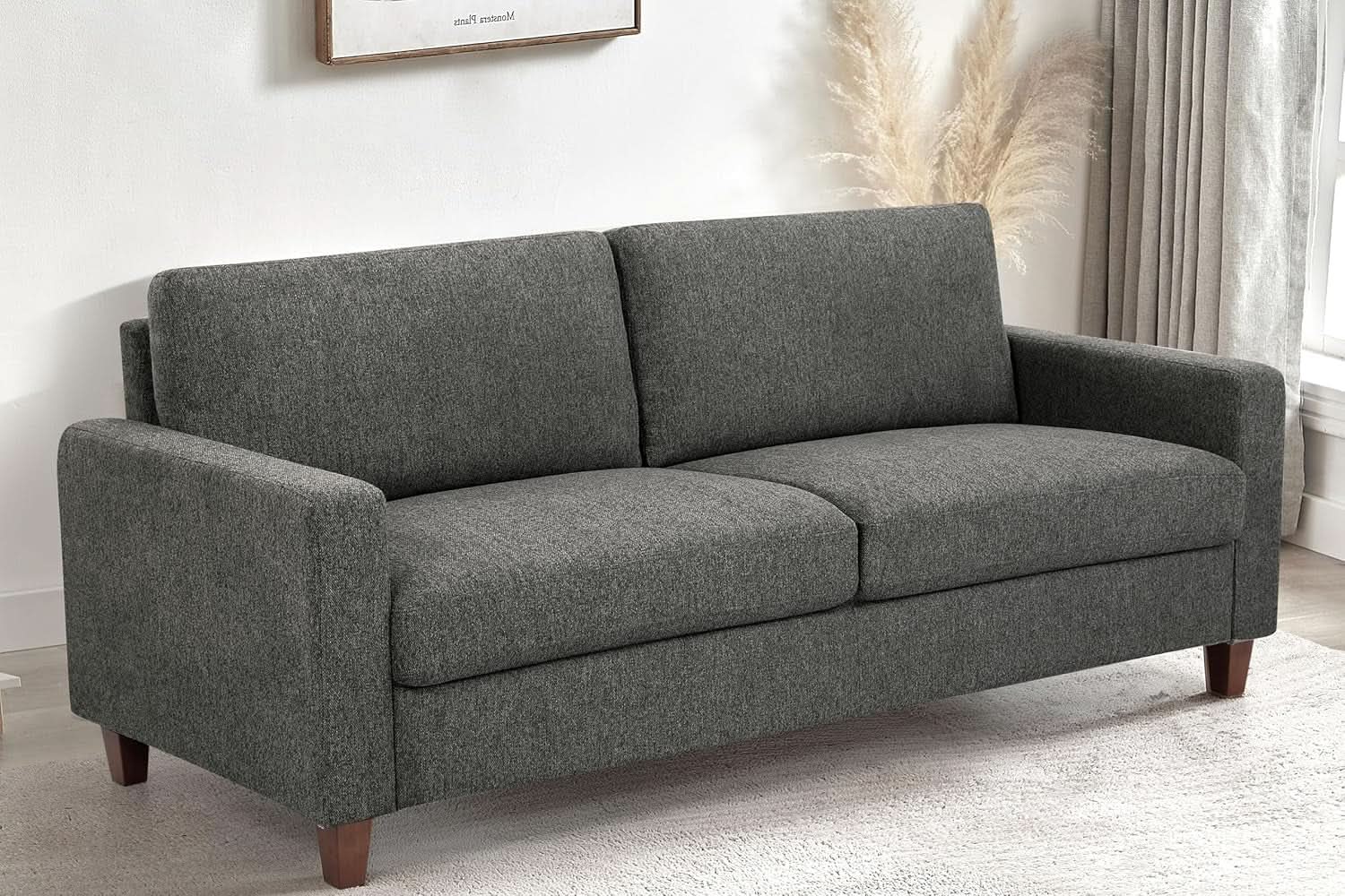 Miles 2 Piece Couch And Loveseat Set With Reversible Pillows Grey