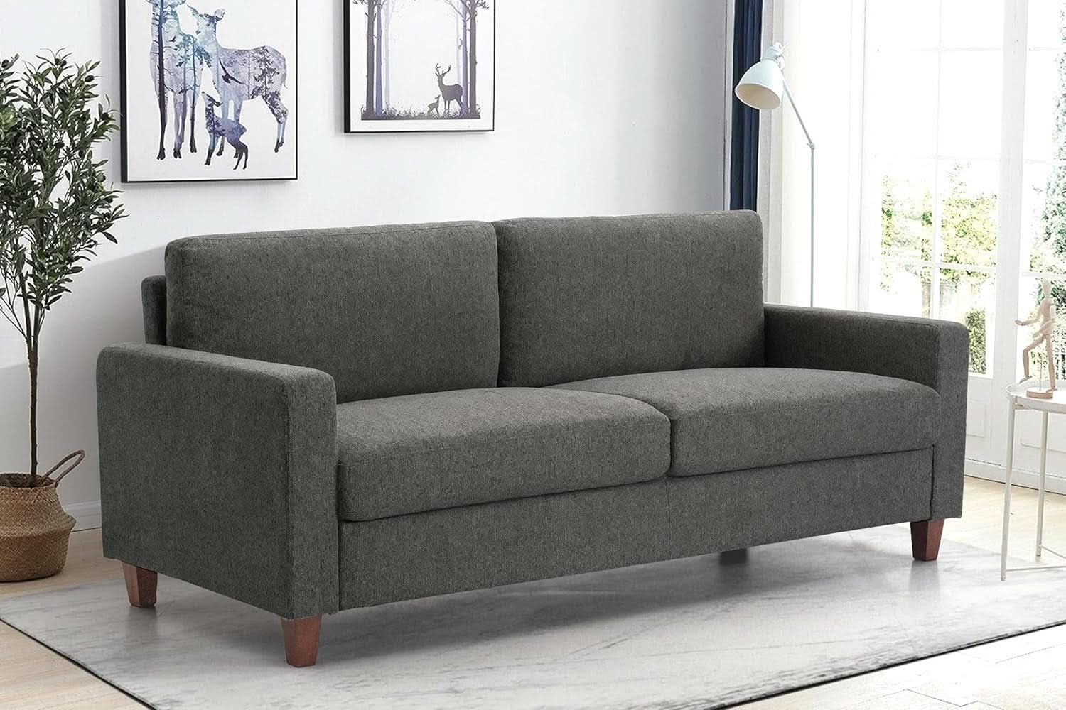 Miles 2 Piece Couch And Loveseat Set With Reversible Pillows Grey
