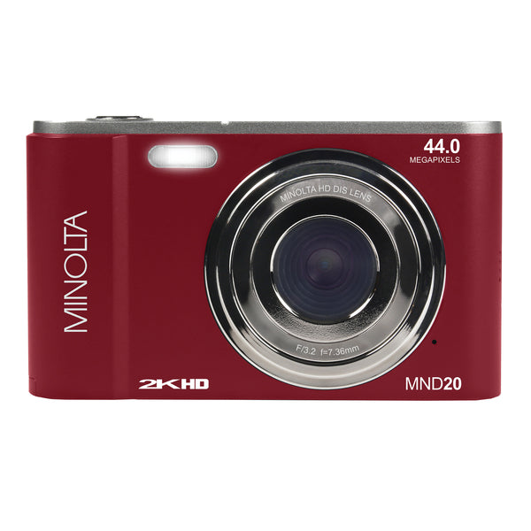Minolta MND20-R MND20 16x Digital Zoom 44 MP/2.7K Quad HD Digital Camera (Red)