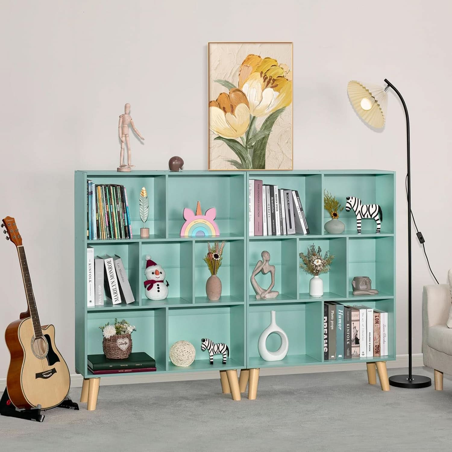 Mint Green 7 Cube Bookcase For Kids Toy Storage Organizer