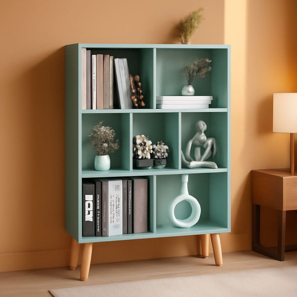 Mint Green 7 Cube Bookcase For Kids Toy Storage Organizer