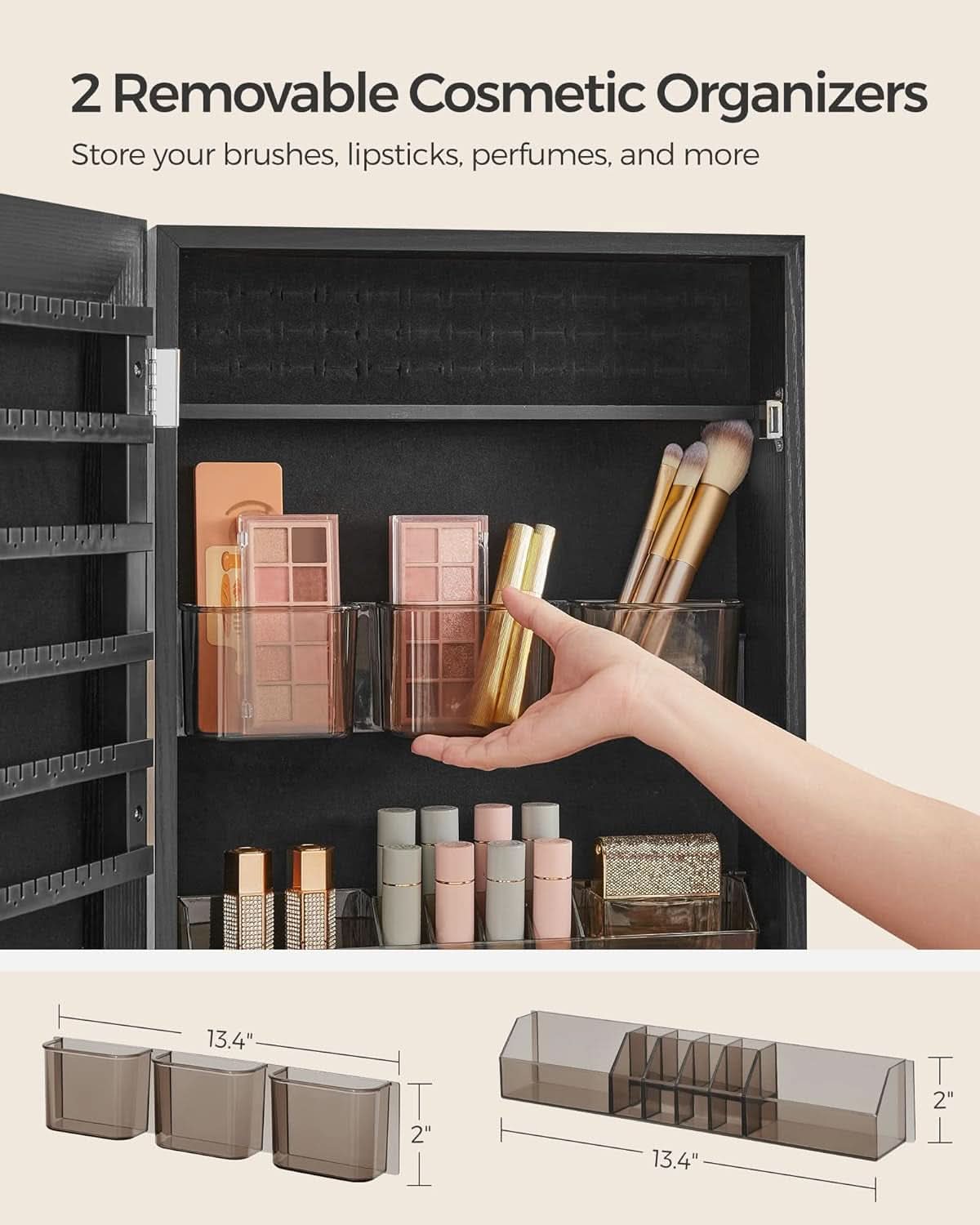 Mirror Jewelry Cabinet Armoire Wall Mounted Lockable