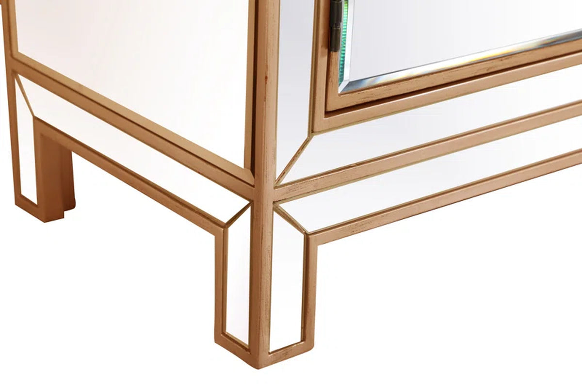 Mirrored Accent Cabinet Two-Door With Adjustable Shelves