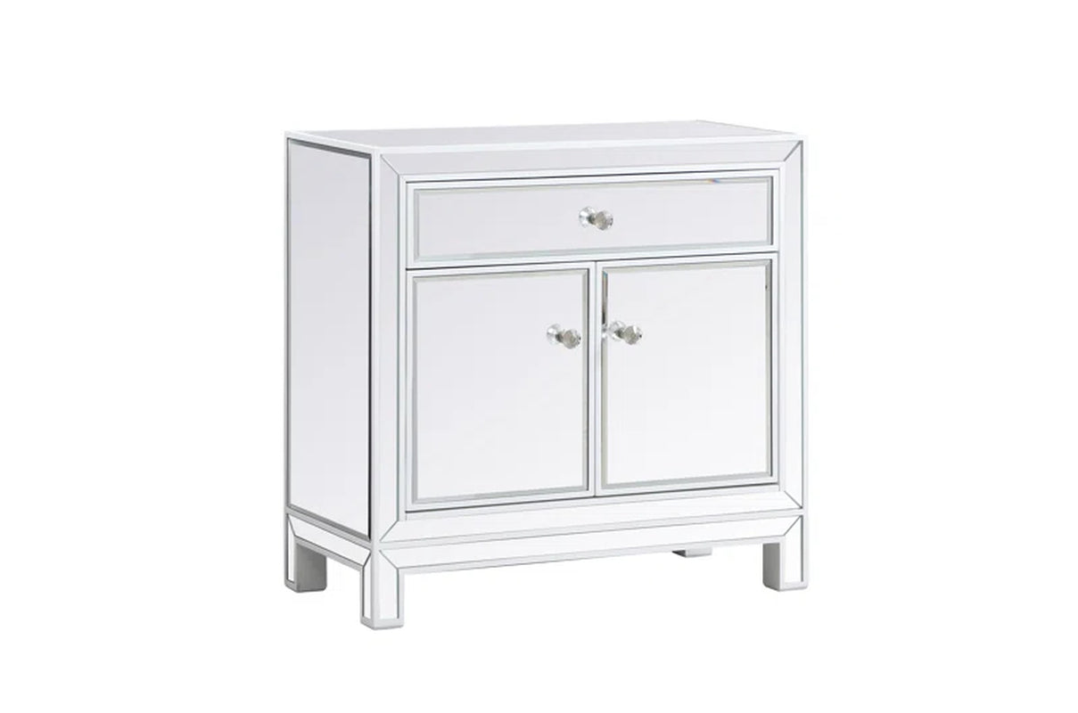 Mirrored Accent Cabinet Two-Door With Adjustable Shelves