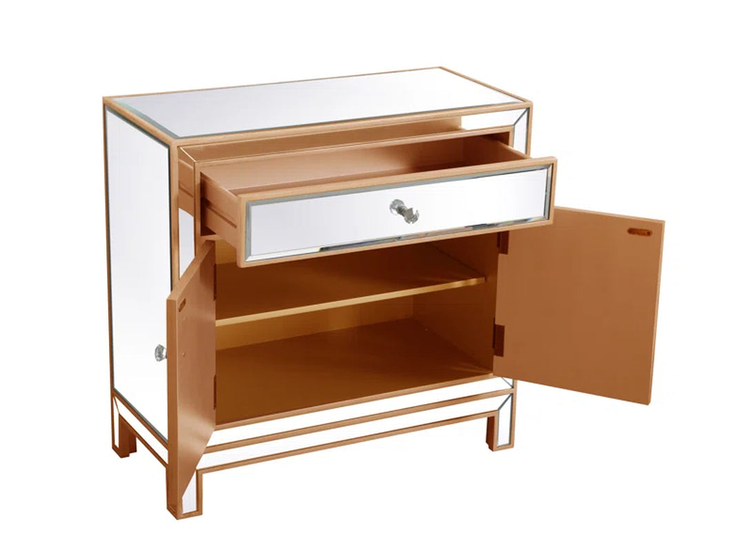 Mirrored Accent Cabinet Two-Door With Adjustable Shelves