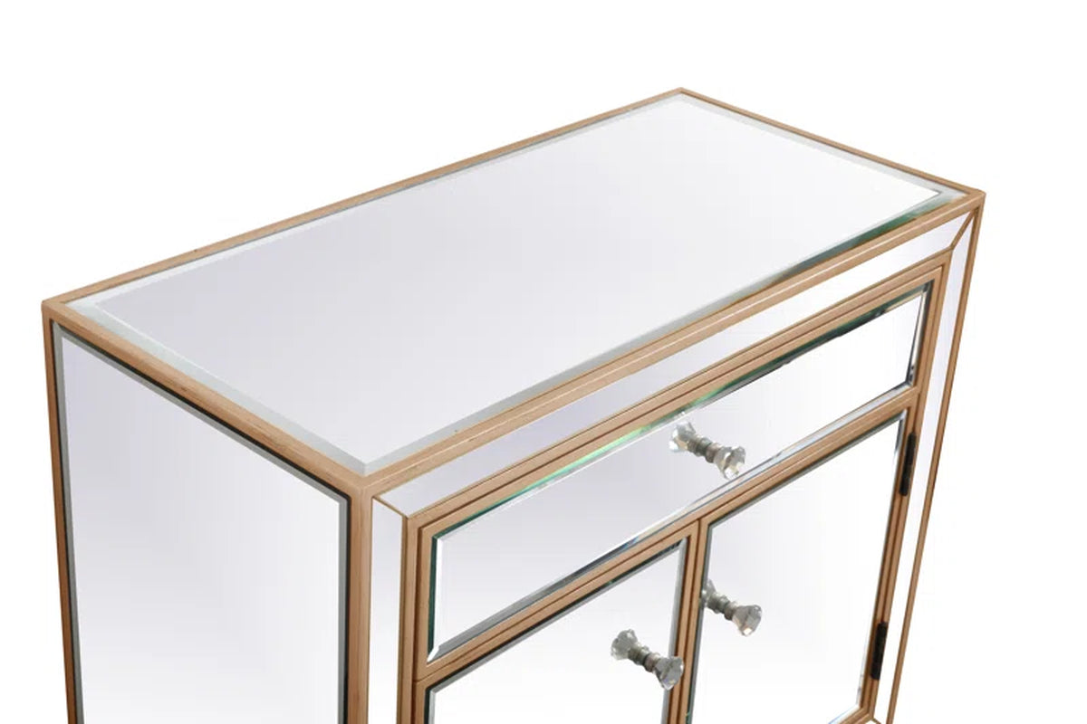 Mirrored Accent Cabinet Two-Door With Adjustable Shelves