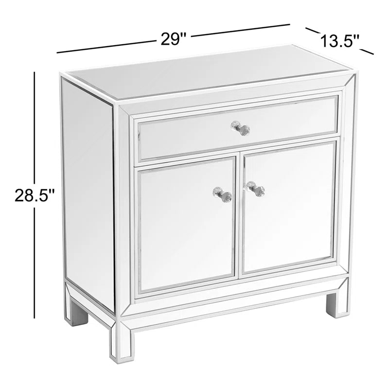 Mirrored Accent Cabinet Two-Door With Adjustable Shelves