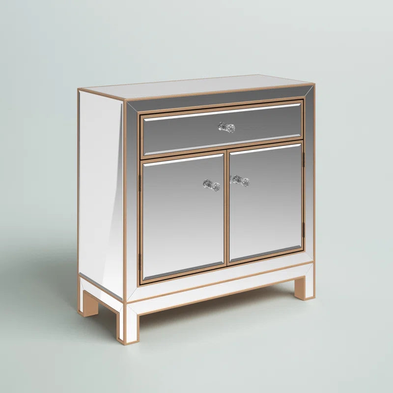 Mirrored Accent Cabinet Two-Door With Adjustable Shelves