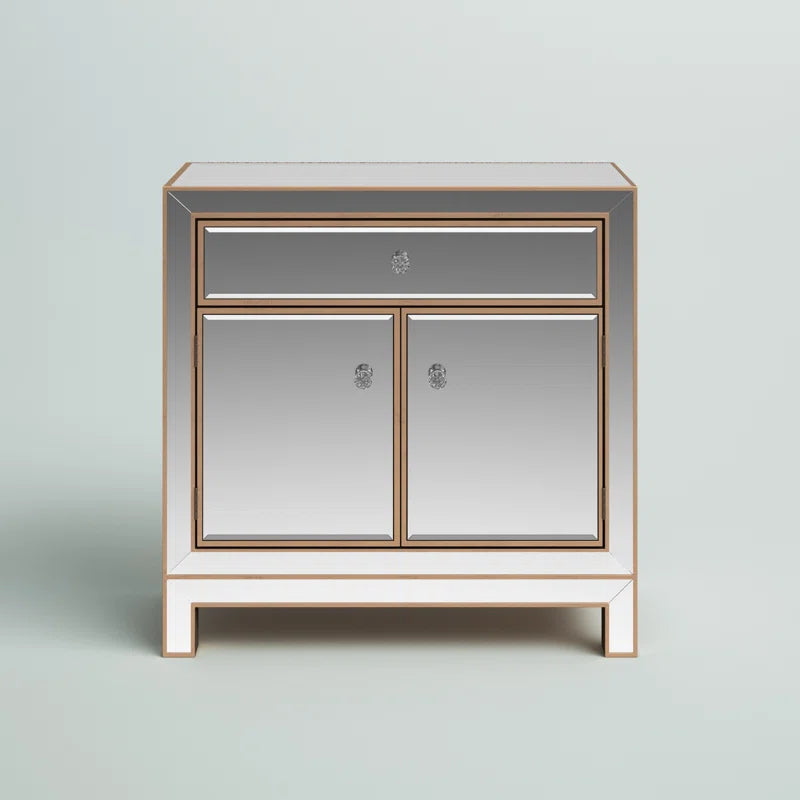 Mirrored Accent Cabinet Two-Door With Adjustable Shelves