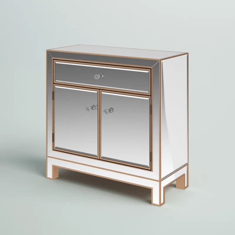 Mirrored Accent Cabinet Two-Door With Adjustable Shelves