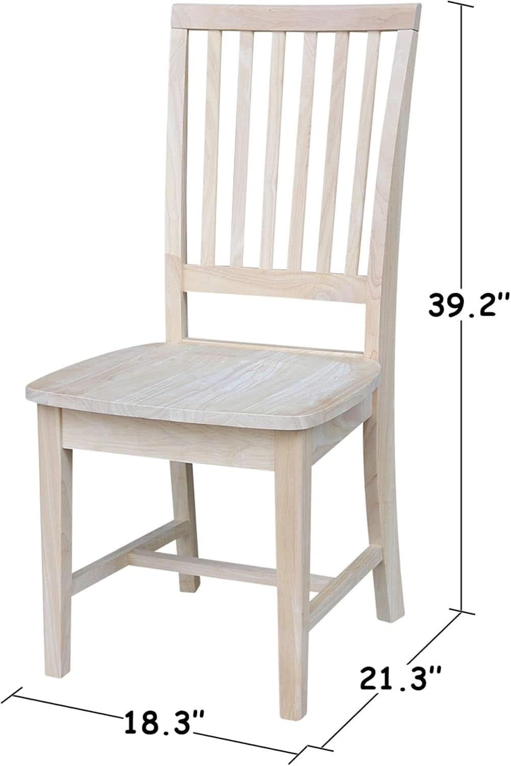 Mission Side Dining Chairs Set Of 2 Solid Parawood Unfinished 39.2 Inch Height