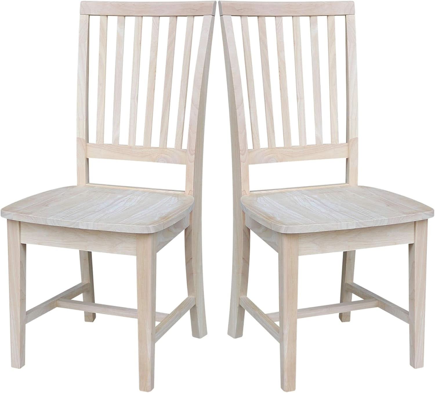Mission Side Dining Chairs Set Of 2 Solid Parawood Unfinished 39.2 Inch Height