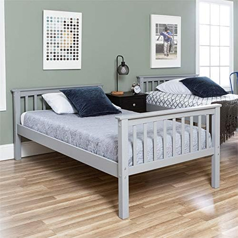 Mission Style Twin Over Twin Bunk Bed Grey Solid Wood
