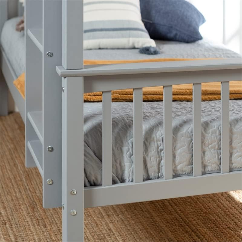 Mission Style Twin Over Twin Bunk Bed Grey Solid Wood