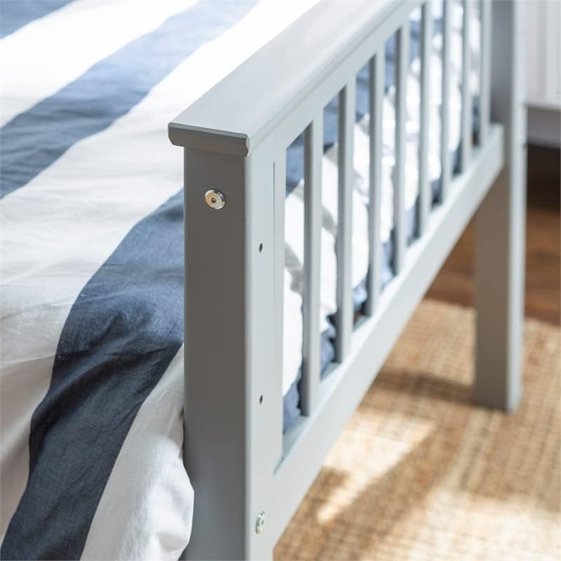 Mission Style Twin Over Twin Bunk Bed Grey Solid Wood