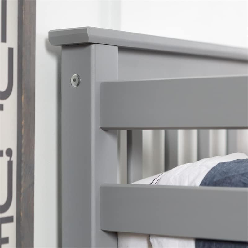 Mission Style Twin Over Twin Bunk Bed Grey Solid Wood