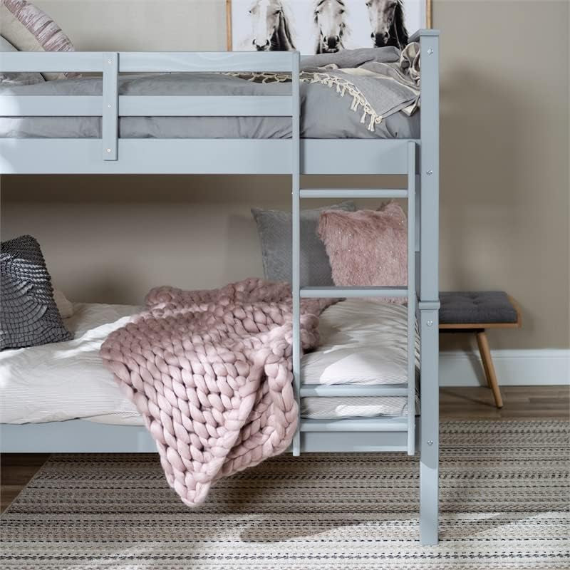 Mission Style Twin Over Twin Bunk Bed Grey Solid Wood