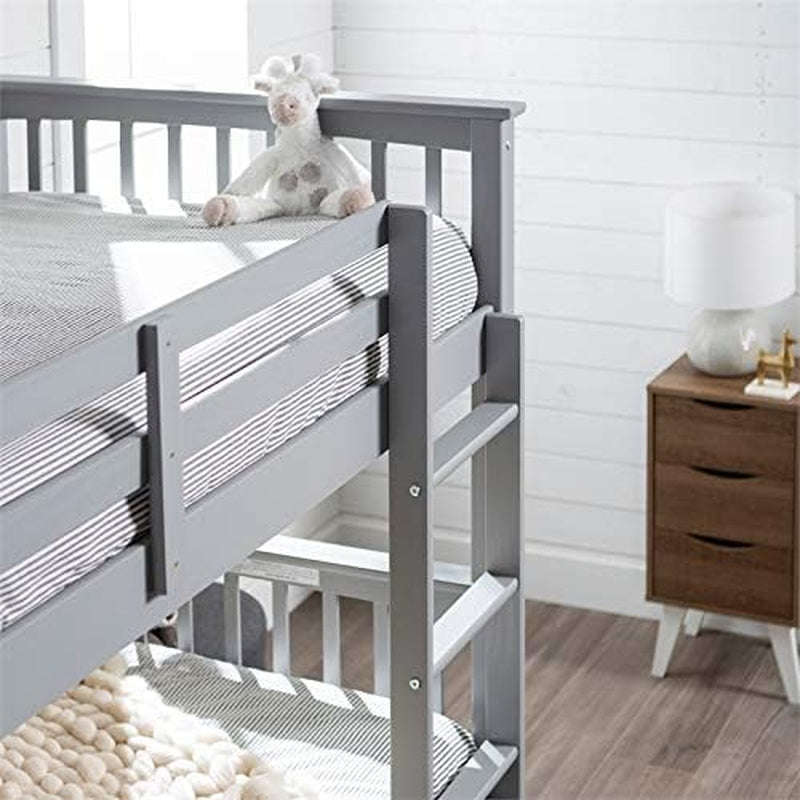 Mission Style Twin Over Twin Bunk Bed Grey Solid Wood