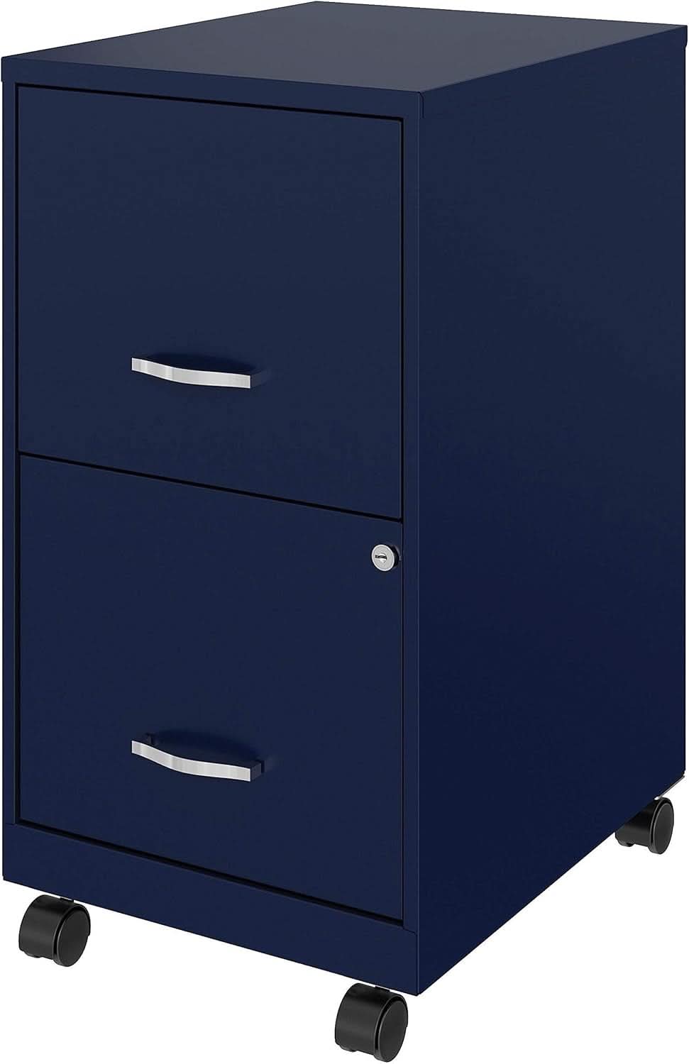 Mobile File Cabinet Navy With Two Locking File Drawers