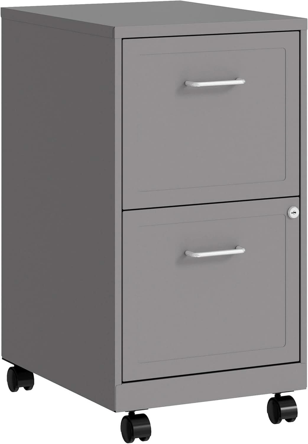 Folder Filing Silver Mobile File Cabinet With Chrome Pull And Locking Drawers In Silver
