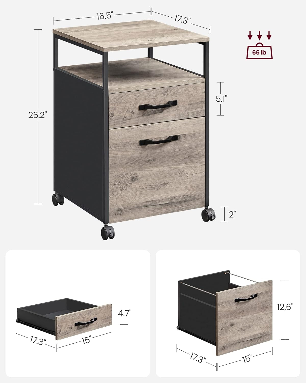 Mobile File Cabinet With Wheels For A4 Letter Size