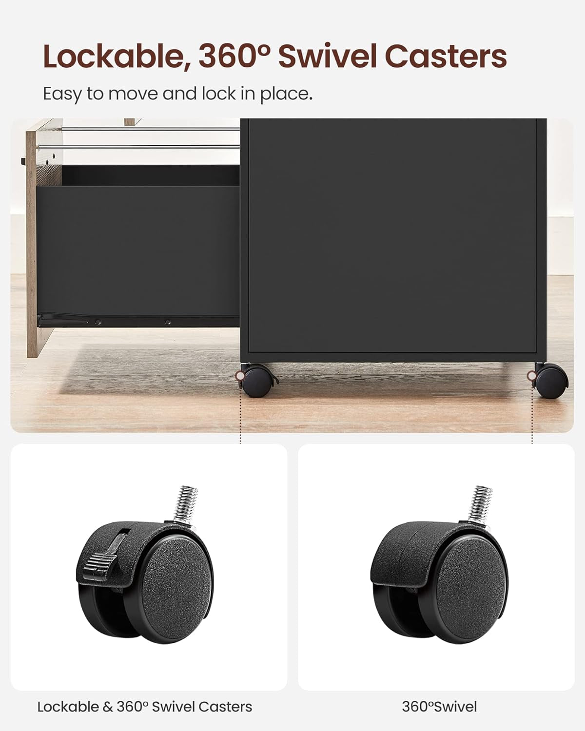 Mobile File Cabinet With Wheels For A4 Letter Size