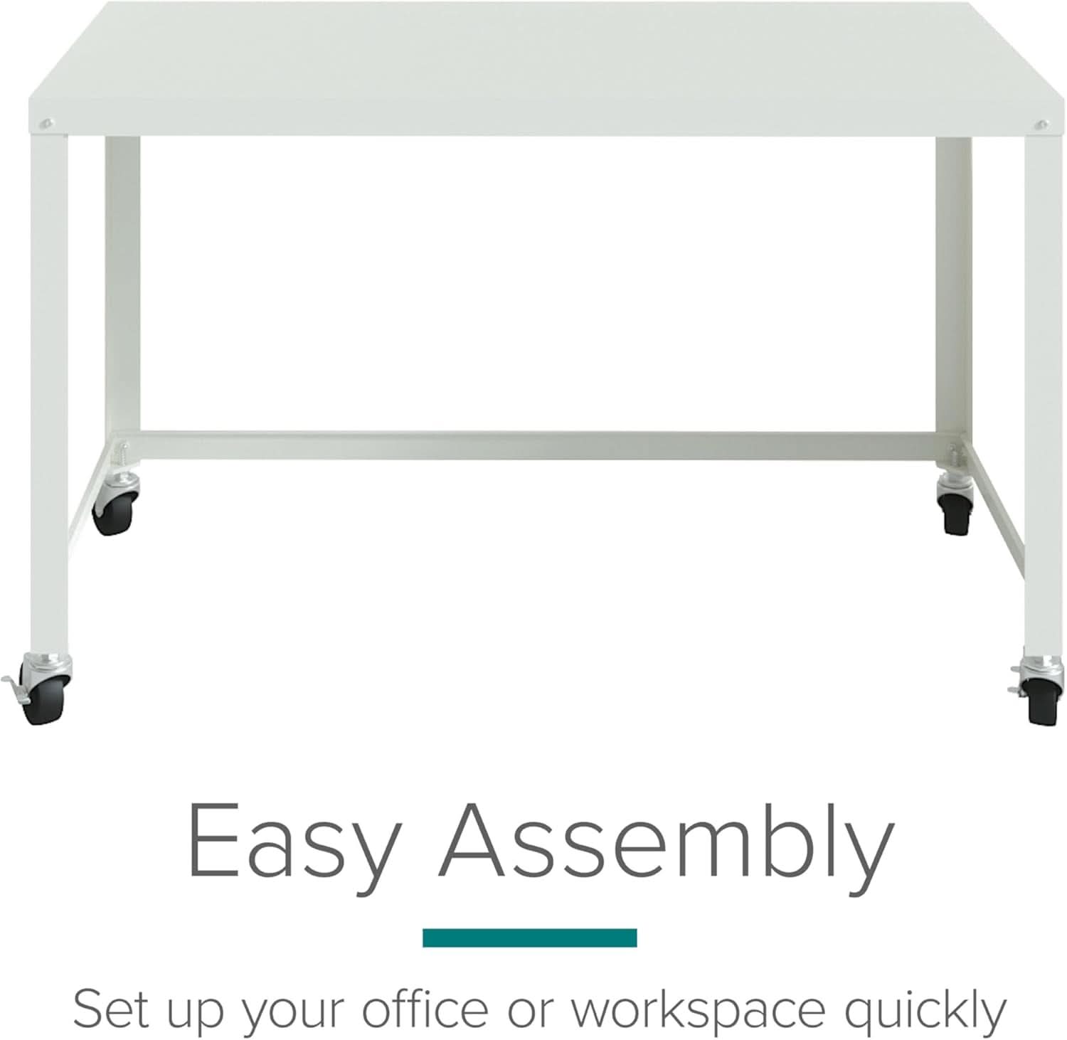 Mobile Metal Desk Workstation with Wheels and Durability